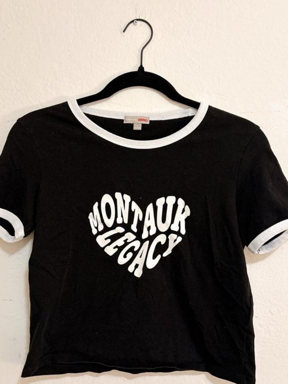 SPAO Black Cropped Ringer Tee Size S